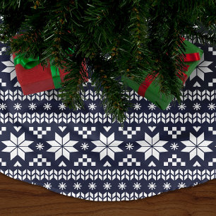 Jupon De Sapin En Polyester Brossé Motif de l'île de la Marine bleu et blanc