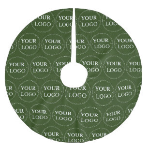 Jupon De Sapin En Polyester Brossé Motif de logo d'entreprise Noël Moderne Vert