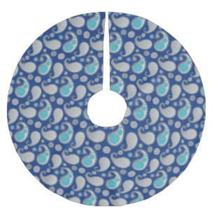 Jupon De Sapin En Polyester Brossé Motif de marguerite, gris argenté / gris sur bleu