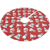 Jupon De Sapin En Polyester Brossé Motif de motoneiges mignons Noël rouge (Angle)