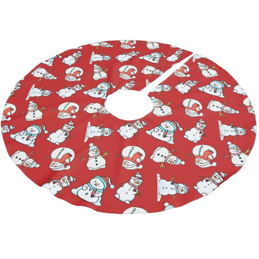 Jupon De Sapin En Polyester Brossé Motif de motoneiges mignons Noël rouge (Angle)