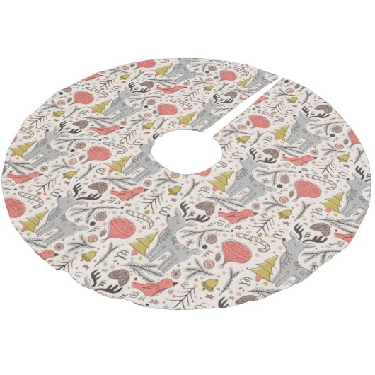 Jupon De Sapin En Polyester Brossé Motif de Noël (Angle)