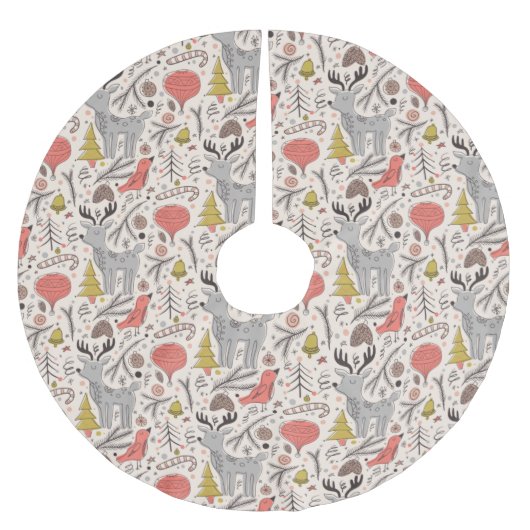 Jupon De Sapin En Polyester Brossé Motif de Noël (Devant)