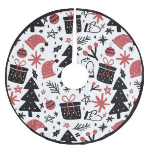 Jupon De Sapin En Polyester Brossé Motif de Noël amusant Noël Arbre Santa Hat