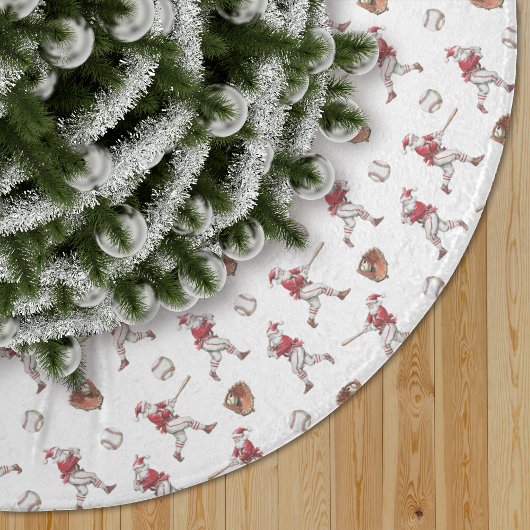 Jupon De Sapin En Polyester Brossé Motif de Noël Baseball Santa