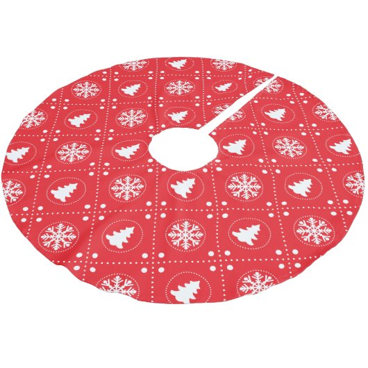 Jupon De Sapin En Polyester Brossé Motif de Noël blanc classique (Angle)