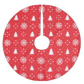 Jupon De Sapin En Polyester Brossé Motif de Noël blanc classique (Devant)