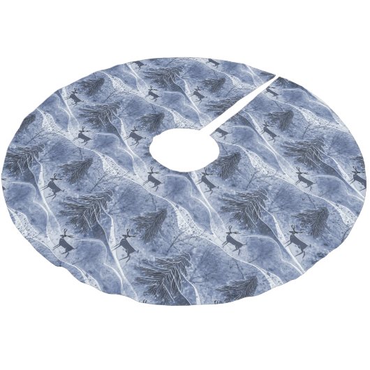 Jupon De Sapin En Polyester Brossé Motif de Noël bleu#13 ID1009 (Angle)