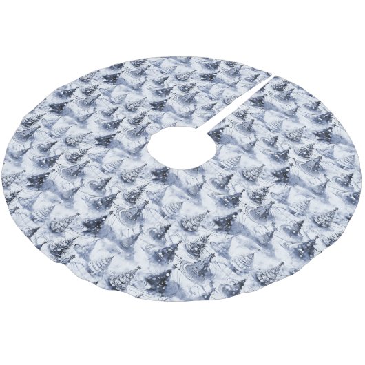 Jupon De Sapin En Polyester Brossé Motif de Noël bleu #3 ID1009 (Angle)