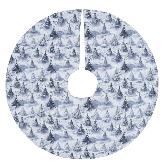 Jupon De Sapin En Polyester Brossé Motif de Noël bleu #3 ID1009 (Devant)