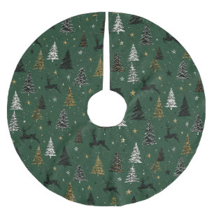 Jupon De Sapin En Polyester Brossé Motif de Noël de rennes de forêt moderne