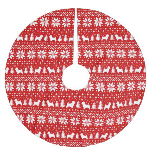 Jupon De Sapin En Polyester Brossé Motif de Noël des Terriers Blancs des Highlands de