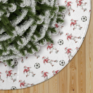 Jupon De Sapin En Polyester Brossé Motif de Noël du Père Noël footballeur