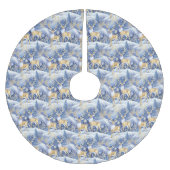 Jupon De Sapin En Polyester Brossé Motif de Noël Gold bleu#14 ID1009 (Devant)