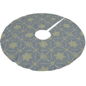 Jupon De Sapin En Polyester Brossé Motif de Noël Gris et Gold Snowflakes (Angle)