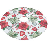 Jupon De Sapin En Polyester Brossé Motif de Noël Poinsettia (Angle)