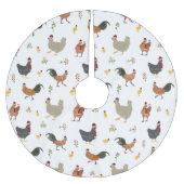 Jupon De Sapin En Polyester Brossé Motif de Noël Poulets et poulets (Devant)