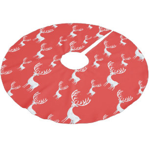 Jupon De Sapin En Polyester Brossé Motif de Noël Rennes rouges simples
