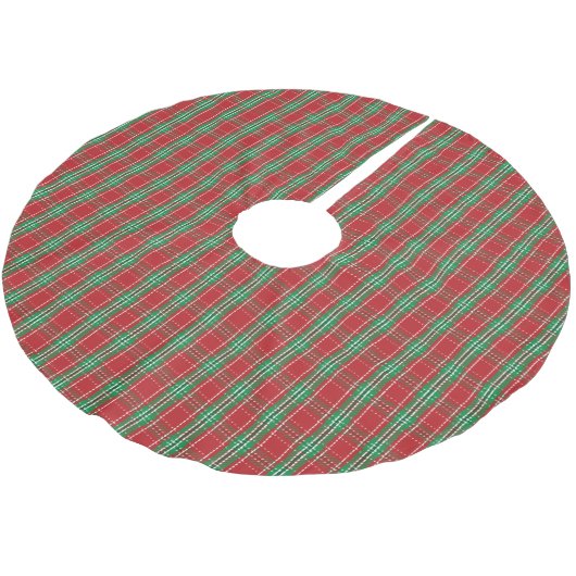 Jupon De Sapin En Polyester Brossé Motif de Noël rouge et vert (Angle)
