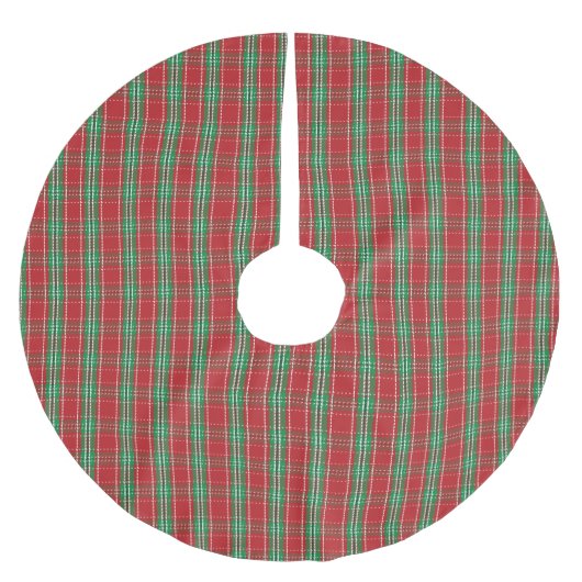 Jupon De Sapin En Polyester Brossé Motif de Noël rouge et vert (Devant)