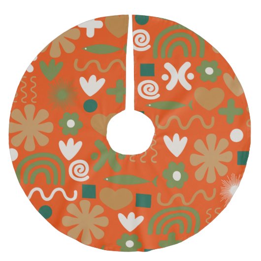 Jupon De Sapin En Polyester Brossé Motif de Noël scandinave du milieu du siècle (Devant)