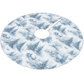 Jupon De Sapin En Polyester Brossé Motif de Noël Toile Bleue (Angle)