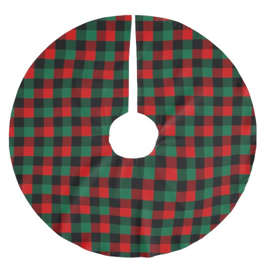 Jupon De Sapin En Polyester Brossé Motif de Noël vert rouge moderne (Devant)