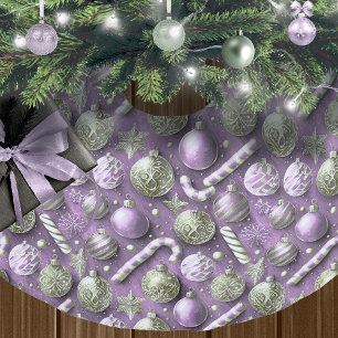 Jupon De Sapin En Polyester Brossé Motif de Noël vert violet #12 ID1009