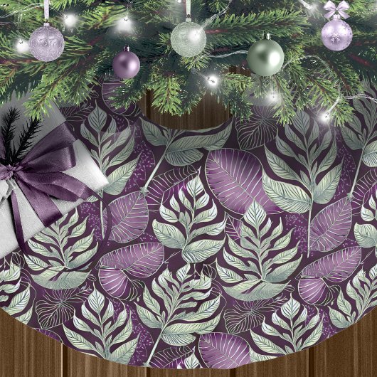 Jupon De Sapin En Polyester Brossé Motif de Noël vert violet #29 ID1009