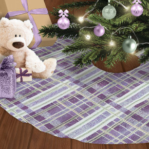 Jupon De Sapin En Polyester Brossé Motif de Noël vert violet #2 ID1009