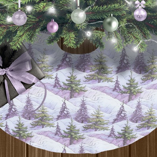 Jupon De Sapin En Polyester Brossé Motif de Noël vert violet #4 ID1009