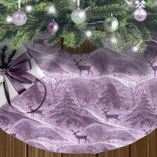 Jupon De Sapin En Polyester Brossé Motif de Noël violet n° 13 ID1009