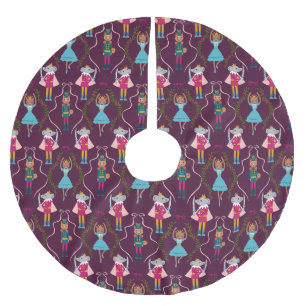 Jupon De Sapin En Polyester Brossé Motif de noisette magique rouge