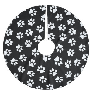 Jupon De Sapin En Polyester Brossé Motif De Pâtes, Patrouilles De Chien, Paws Blanche