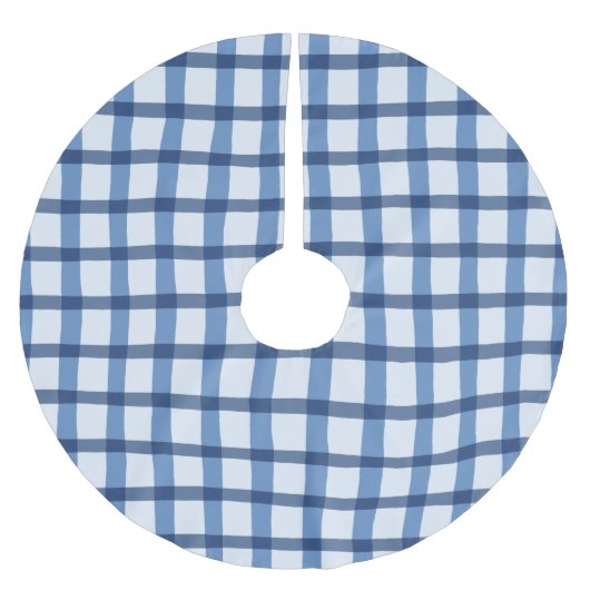 Jupon De Sapin En Polyester Brossé Motif de plaid bleu et blanc (Devant)