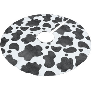 Jupon De Sapin En Polyester Brossé Motif de points de vache Poster de animal noir et