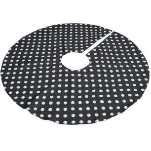 Jupon De Sapin En Polyester Brossé Motif de pois blanc noir