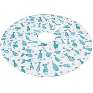 Jupon De Sapin En Polyester Brossé Motif De Poisson Et D'Amidon