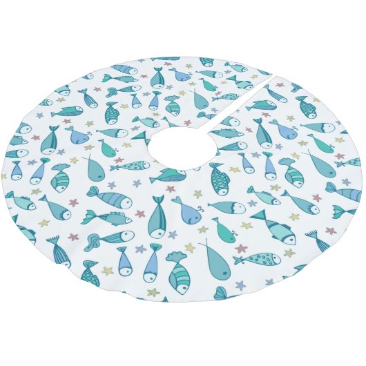 Jupon De Sapin En Polyester Brossé Motif De Poisson Et D'Amidon (Angle)