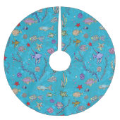 Jupon De Sapin En Polyester Brossé Motif de poisson turquoise (Devant)