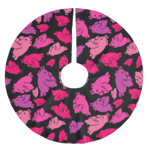 Jupon De Sapin En Polyester Brossé Motif de porc rose