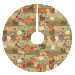 Jupon De Sapin En Polyester Brossé Motif de récolte d'automne de courge de la Turqui
