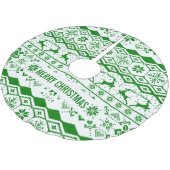 Jupon De Sapin En Polyester Brossé Motif de rennes verts (Angle)