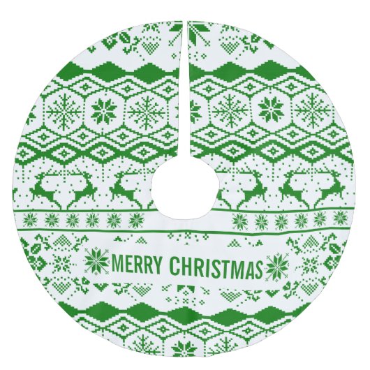 Jupon De Sapin En Polyester Brossé Motif de rennes verts (Devant)