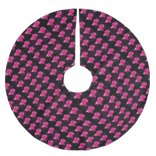Jupon De Sapin En Polyester Brossé Motif de rose rose et noir,