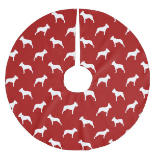 Jupon De Sapin En Polyester Brossé Motif de silhouettes de Terrier de Boston