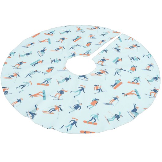 Jupon De Sapin En Polyester Brossé Motif de sports d'hiver (Angle)