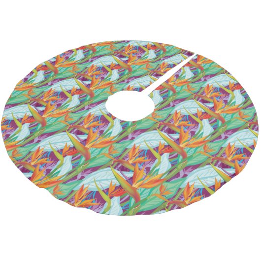 Jupon De Sapin En Polyester Brossé Motif de Strelitzia (Angle)