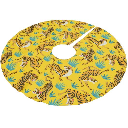 Jupon De Sapin En Polyester Brossé Motif de tigre d'or asiatique (Angle)