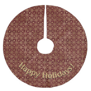 Jupon De Sapin En Polyester Brossé Motif de tourbillons bordeaux et or modernes Ajout